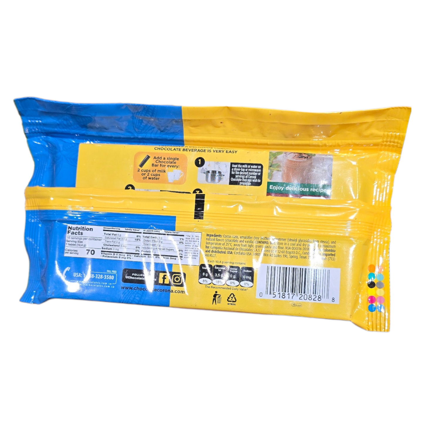 Chocolate Corona Zero Azúcar 166 g – Chocolate Colombiano Sin Azúcar