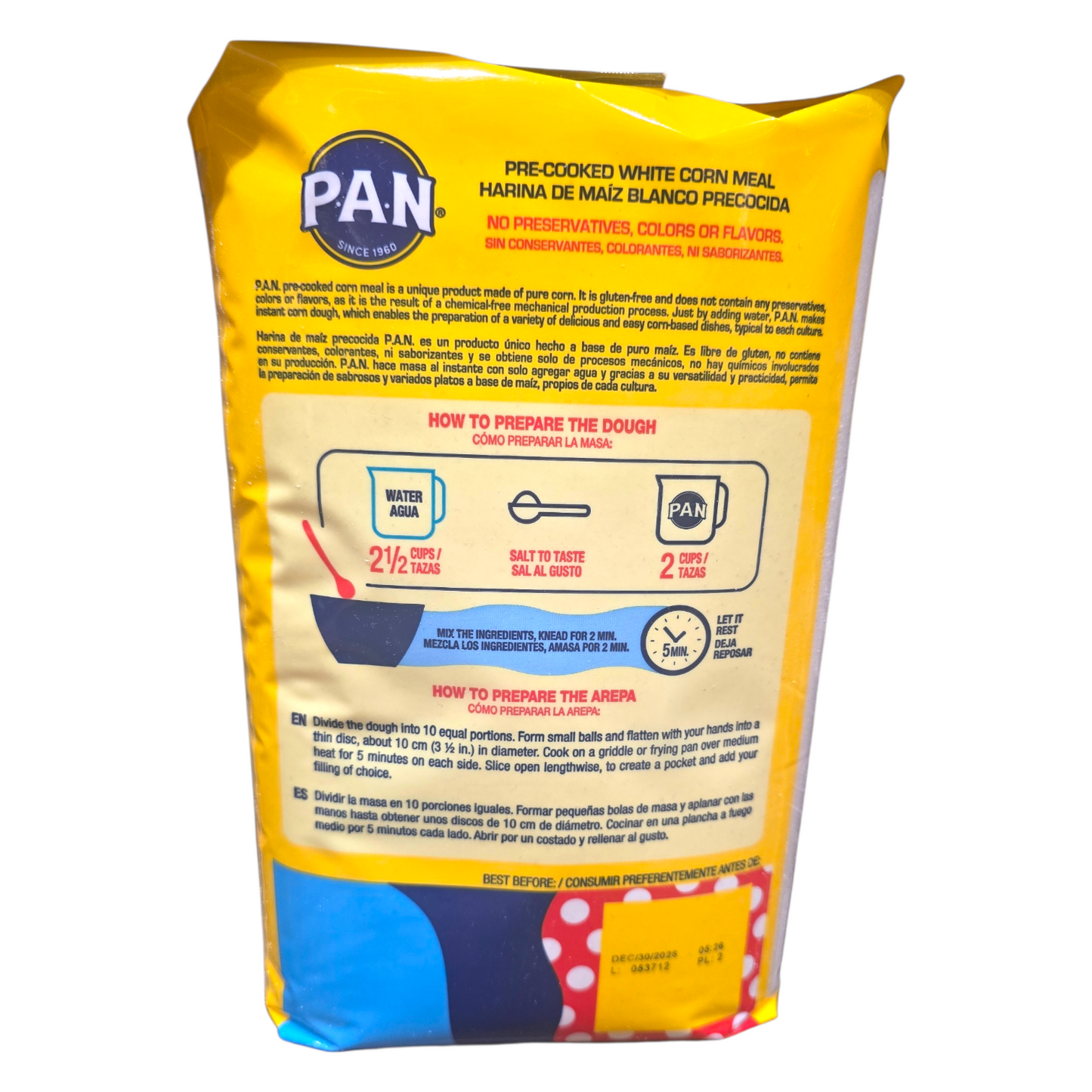 P.A.N. Harina de Maíz Blanco Precocida 5 Libras